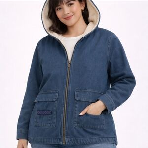 Vintage Furrrina Denim Sherpa Jacket – Size S (GUC)